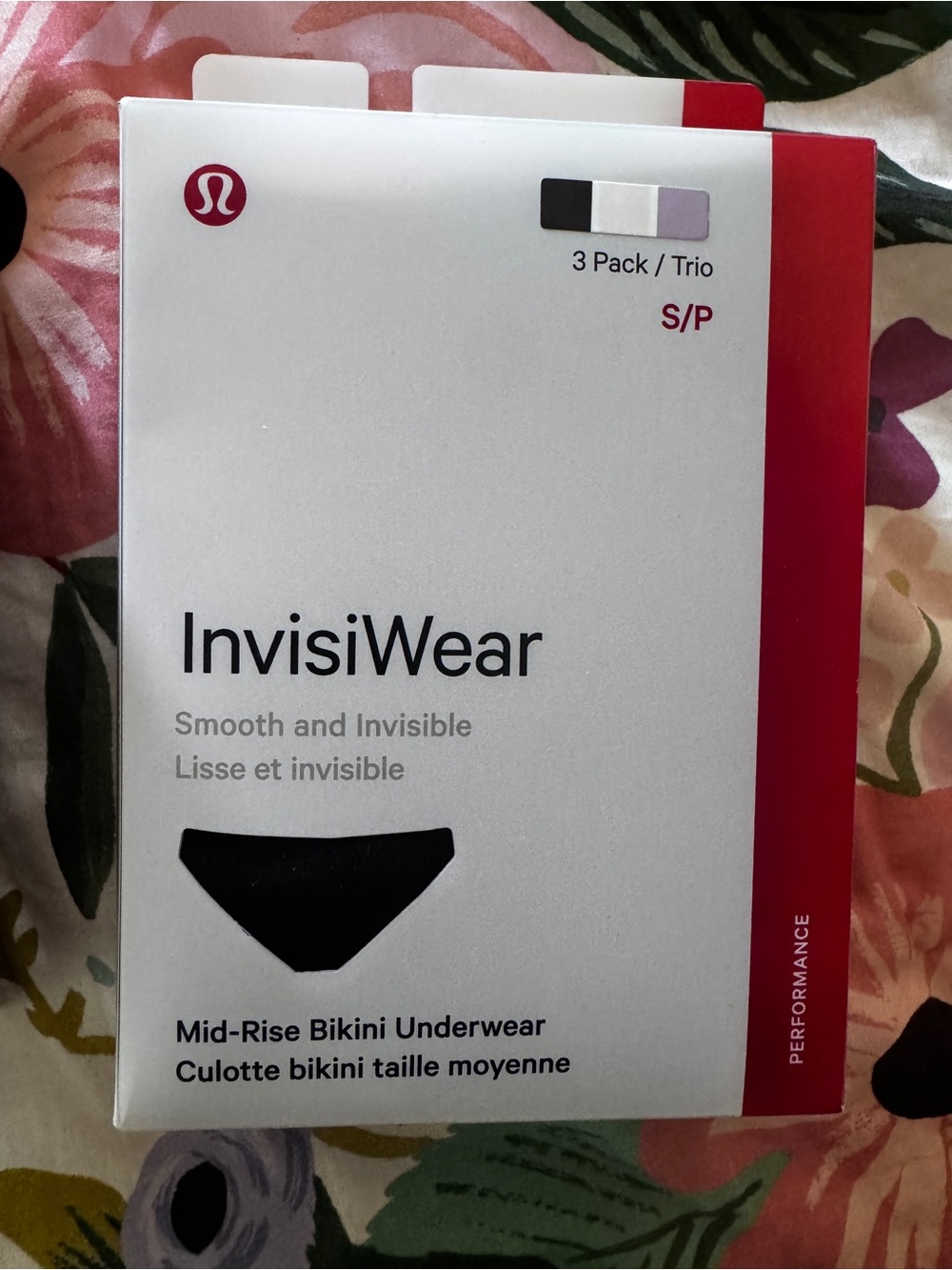 Lululemon InvisiWear 3-Pack Mid-Rise Bikini Underwear - Black/Gray/White